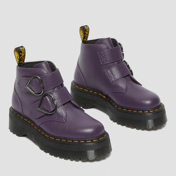 Dr. Martens Shoes - NIB Dr. Martens DEVON HEART LEATHER PLATFORM BOOTS in Black Currant Purple